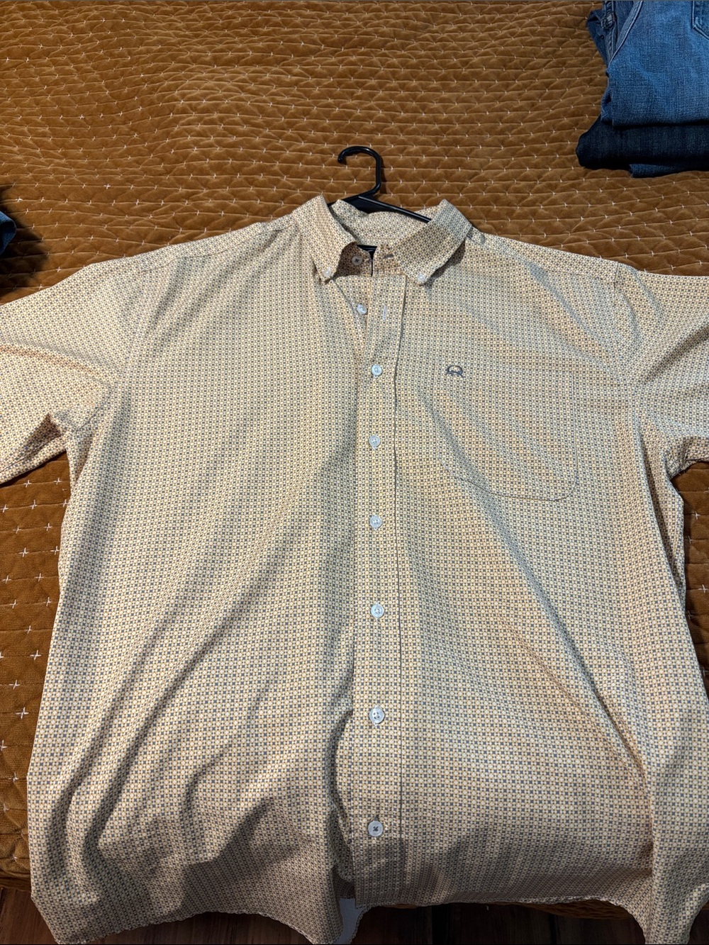 Cinch Arena Flex Men's Gold and Grey Short Sleeve Button-Down Shirt